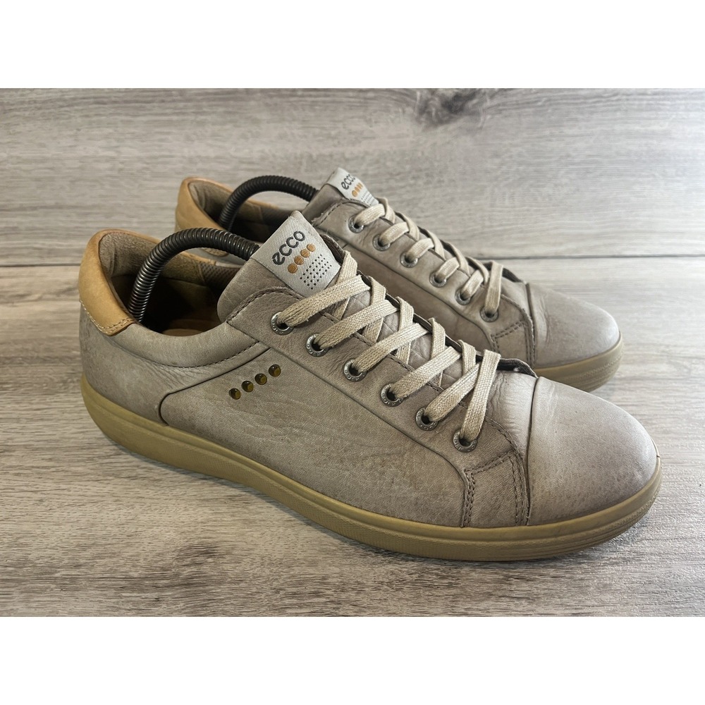 Ecco Golf Shoes Mens‎ Size 8 Extra Width Beige Tan Lace Up Comfort Sneakers